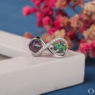 Round Cut Mystic Topaz Gemstone Toi Et Moi Infinity Engagement Ring