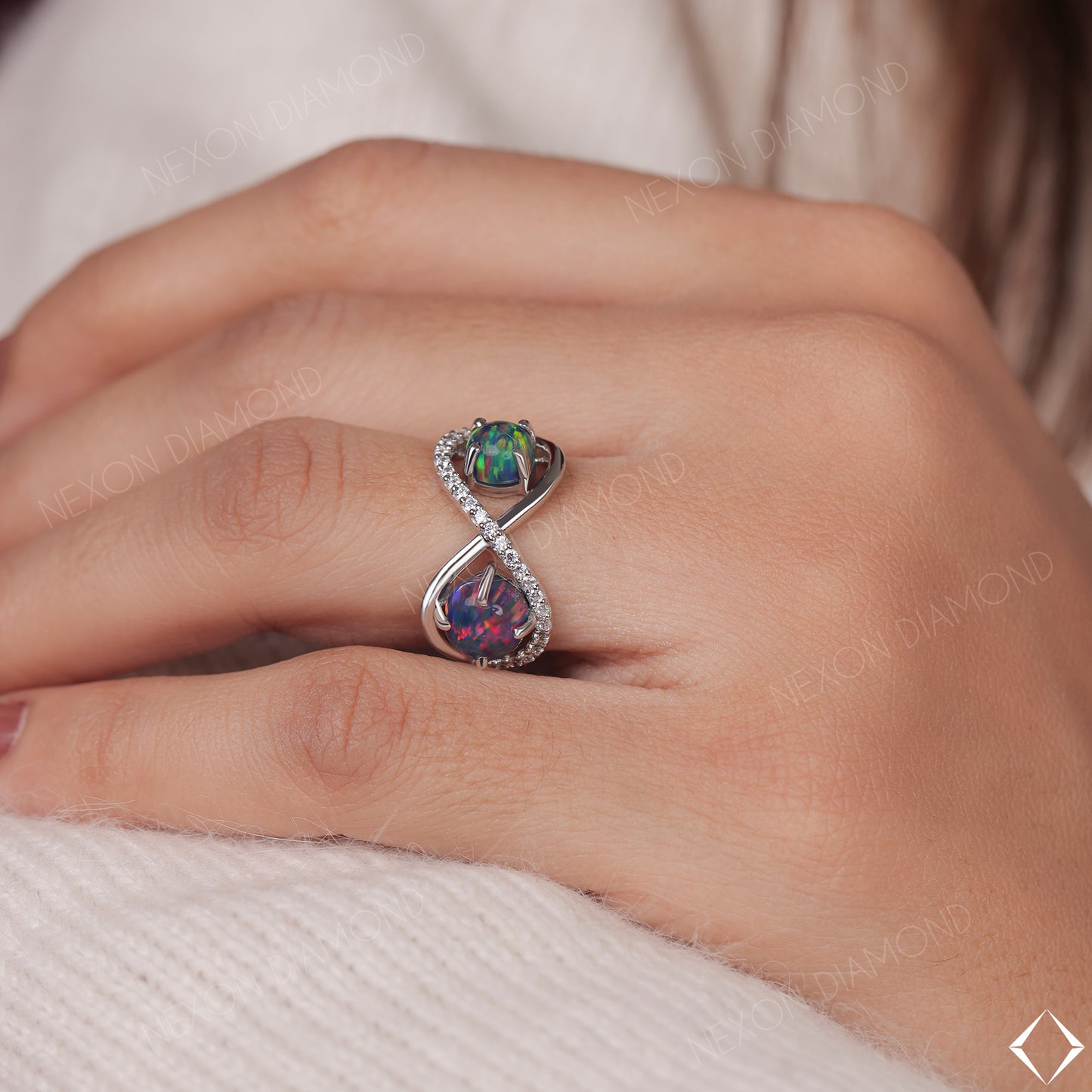 Round Cut Mystic Topaz Gemstone Toi Et Moi Infinity Engagement Ring