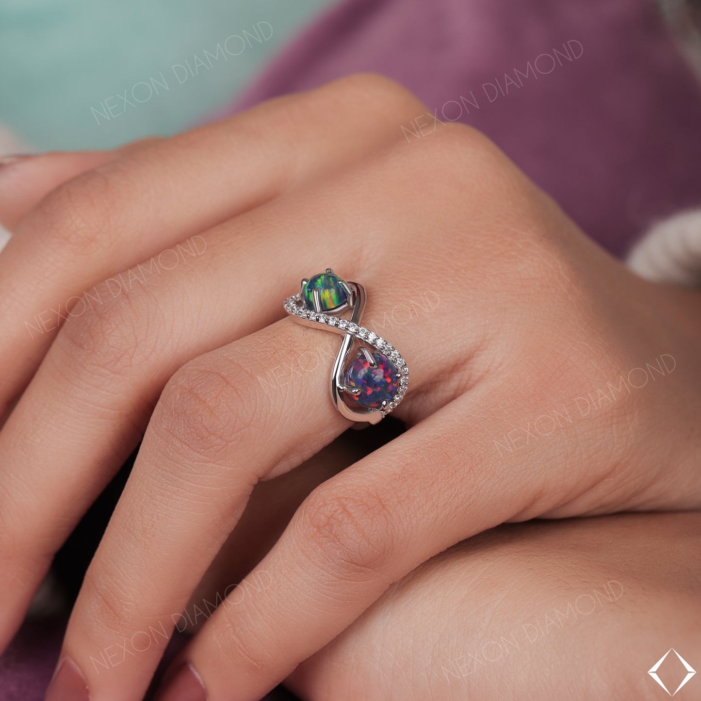 Round Cut Mystic Topaz Gemstone Toi Et Moi Infinity Engagement Ring