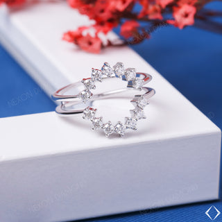 Round Cut Lab Grown Diamond Enhancer Engagement Band Ring
