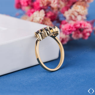 Antique Oval Cut Black Onyx Gemstone Half Halo Engagement Ring