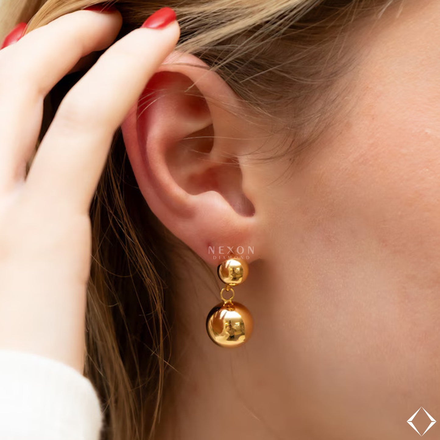 Minimalist Gold Drop Ball Modern Womens Perfect Gift Statement Earrings Delicate Gold Earrings