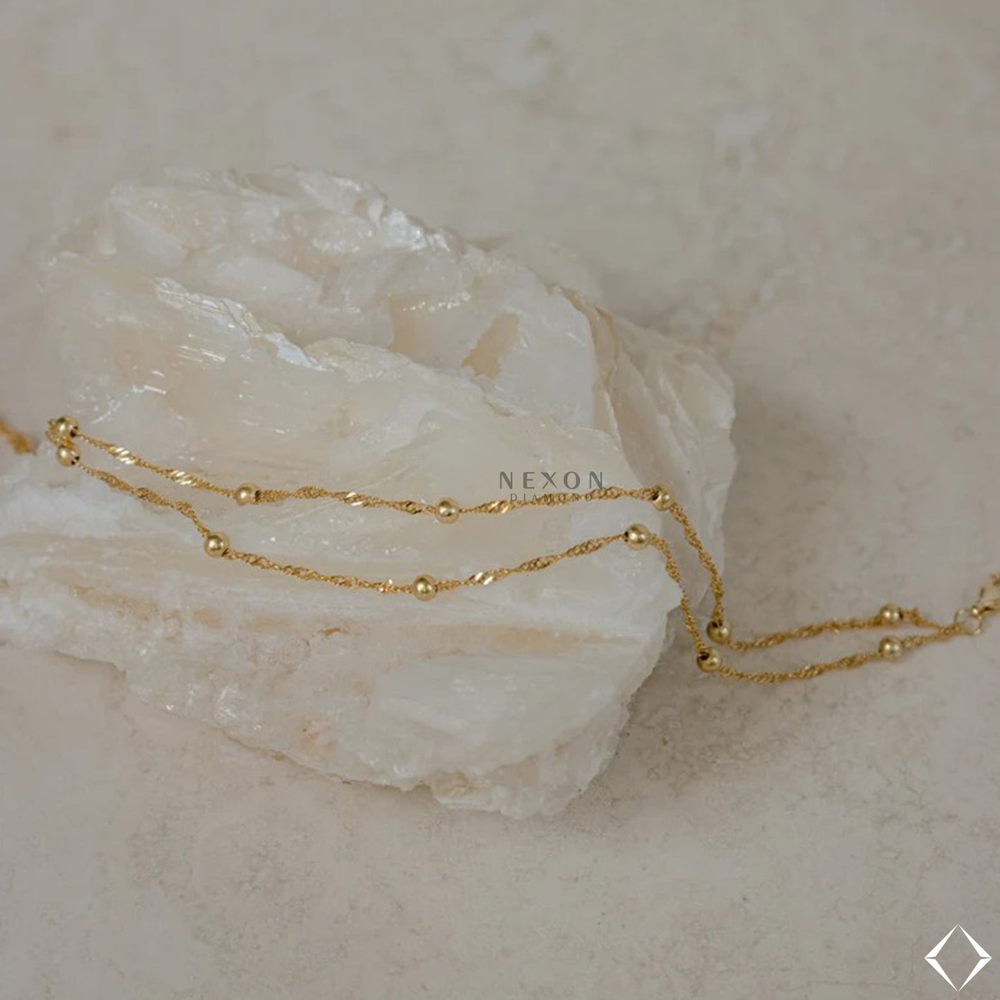 Duo Bead Chain Layered Delicate Gold Layering Bracelet Gift for Her