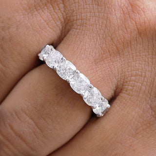 Cushion Cut Lab Grown Diamond Full Eternity Prong Set Wedding Band Anniversary Gift For Women